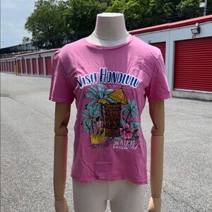 Visit Honolulu Pink Graphic T-Shirt